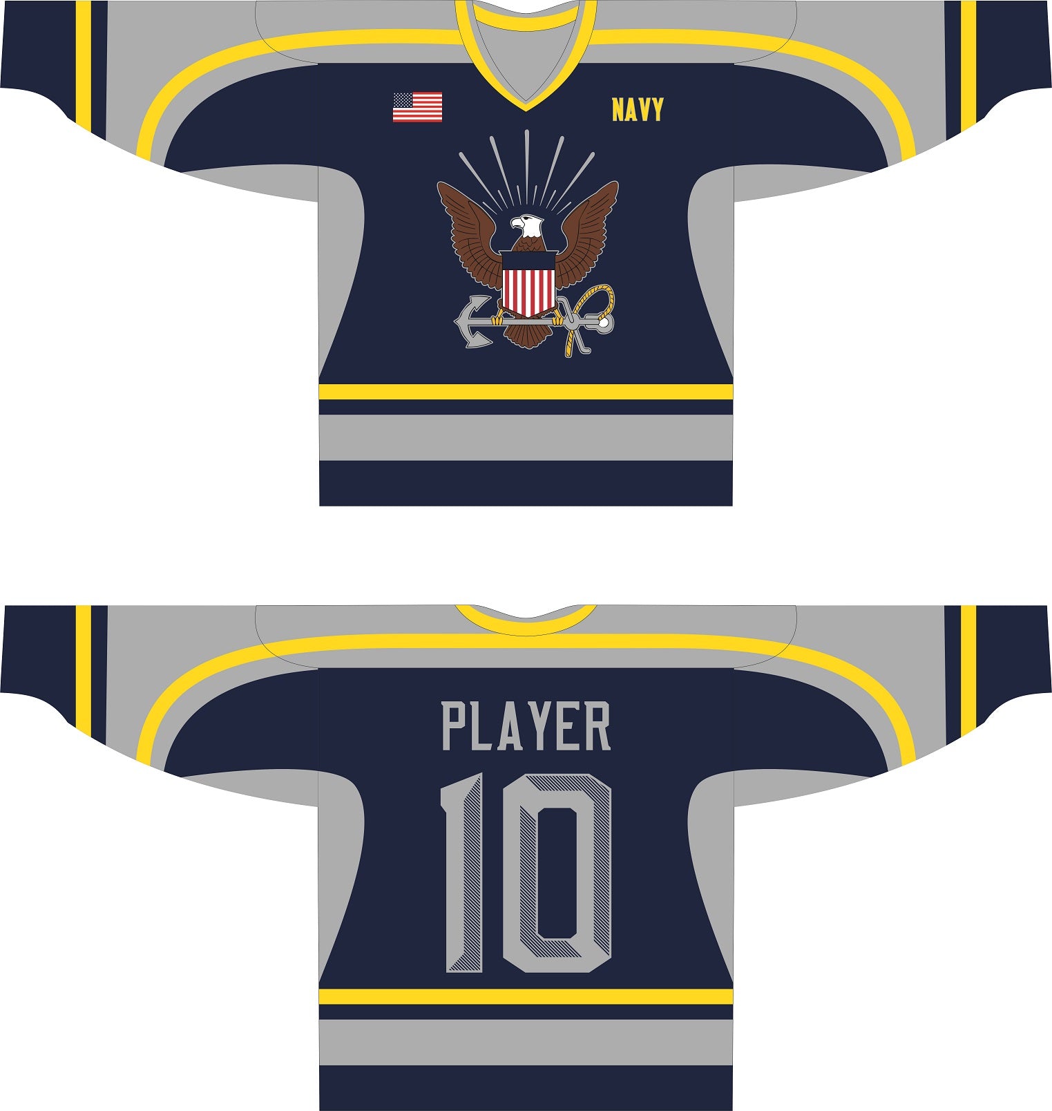 Full Custom Middlebury Hockey Jerseys (Adult AWAY-NAVY) Adult Large (Navy)