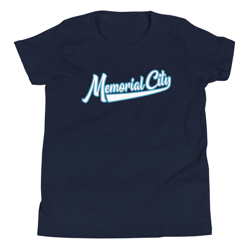 MEMORIAL CITY SCRIPT NAVY Youth Short Sleeve T-Shirt